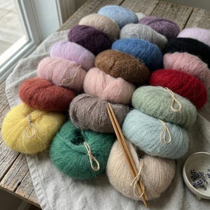 Cloud Soft Kid Mohair Yarn | Weightless Silk Blend Knitting Wool | Fluffy Winter Sweater Material | Cozy Hygge Slow Fashion Craft Supply