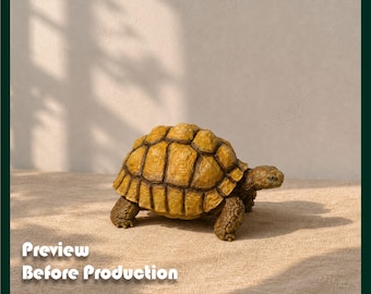May include: A tortoise figurine with a textured, golden-brown shell and dark brown legs. The text "Preview Before Production" and "StaywithmePets" with a paw print icon are visible in the lower left corner of the image.
