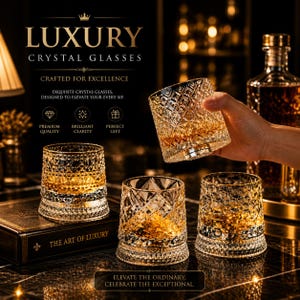 Roterande whiskyglasset, 360 graders snurrande whiskyglas, lyxigt kristallglas, unik barpresent, cocktailglas