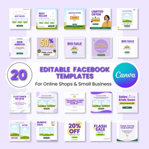 20 redigerbara Facebook-mallar för småföretag | Canva-kampanjinlägg för sociala medier