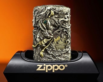 Dragon Rabbit Art Zippo Lighter, collectible engraved metal design, premium gift for him birthday gift, mens accessories, anniversary gift