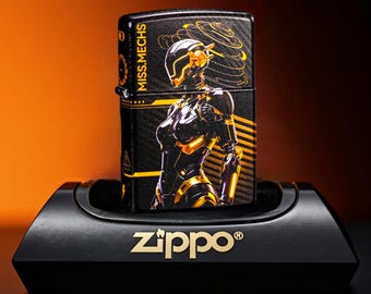 Cyber Android Zippo Lighter Collectible, Futuristic Robot Art Pocket Accessory Gift for Him Sci Fi Tech Inspired Design
