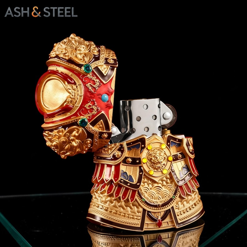 Metal Lighter Imperial Armor Design, Collectible Gift for Him, 3D Engraved Windproof Lighter, Royal Warrior Style, Premium Pocket Lighter image 5