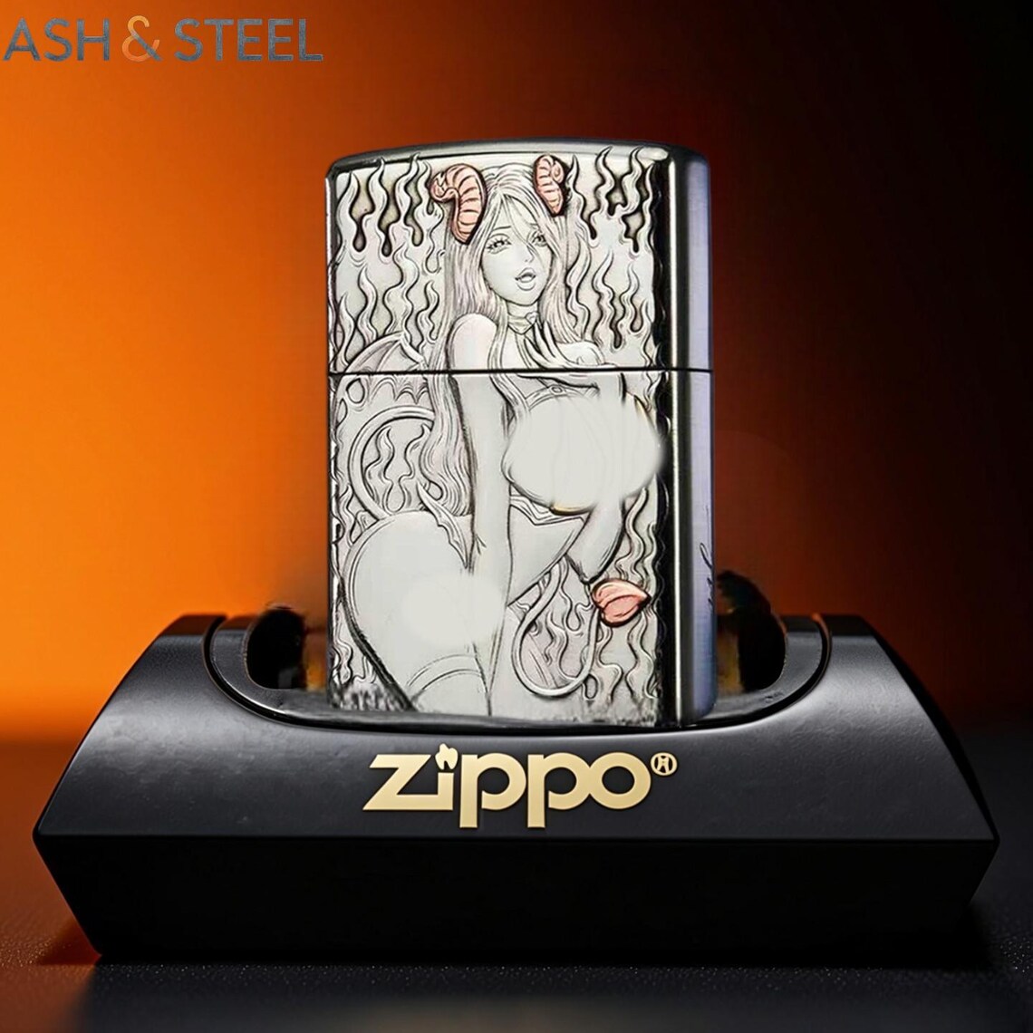 Metal Lighter Devil Girl, Collectible Lighter Gift for Him, Engraved ...