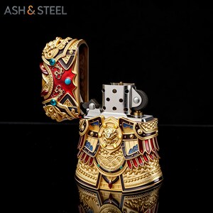 Metal Lighter Imperial Armor Design, Collectible Gift for Him, 3D Engraved Windproof Lighter, Royal Warrior Style, Premium Pocket Lighter image 4