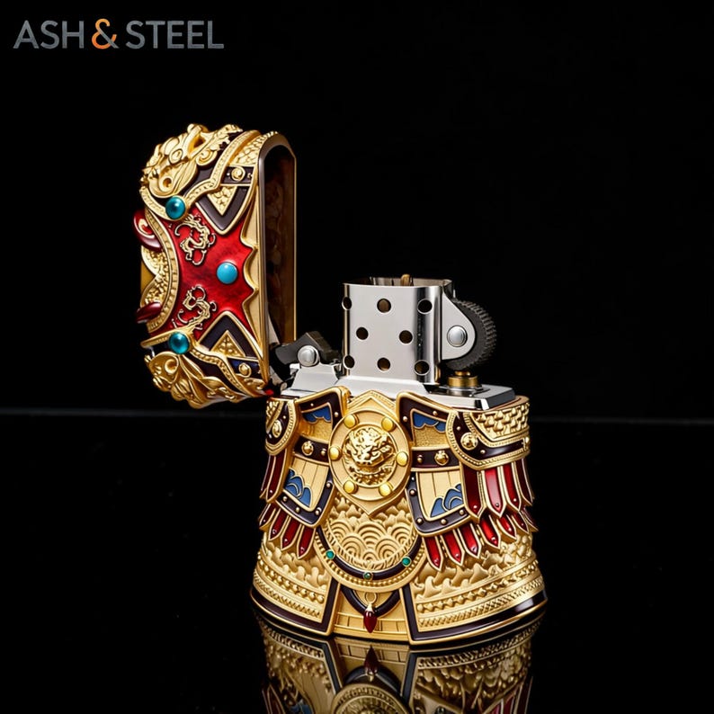 Metal Lighter Imperial Armor Design, Collectible Gift for Him, 3D Engraved Windproof Lighter, Royal Warrior Style, Premium Pocket Lighter image 4