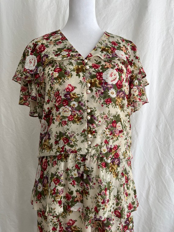 Liz Roberts Petites 80s Floral Two Piece Set with… - image 1