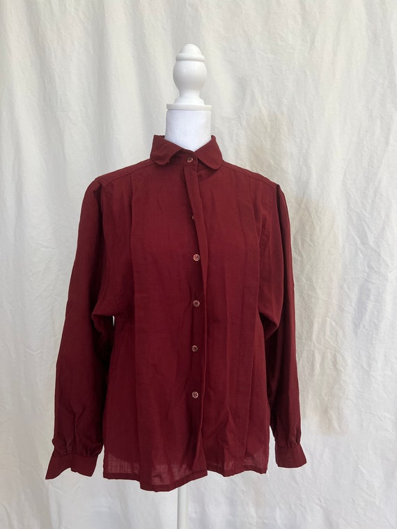 80s Jaeger 100% Wool Button Up Blouse - image 1