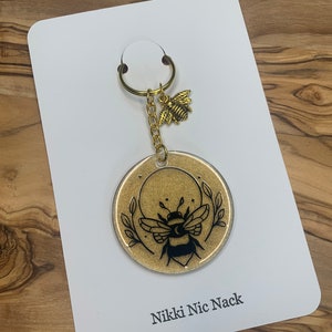 Golden Bee Acrylic Keychain