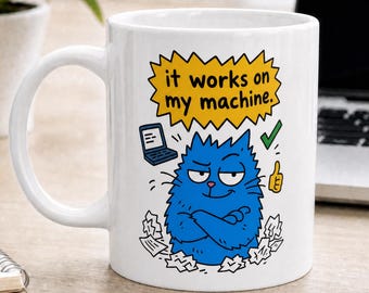 It Works On My Machine Mug, Funny Gift for Software Engineer, Funny Coworker Birthday Gift, White Elephant Gift