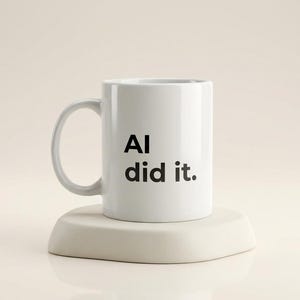 AI Did It-mok, minimalistische keramische koffiekop, technisch humorcadeau, cadeau voor programmeurs, programmeurs, ontwikkelaars, software-ingenieurs