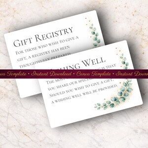 Whispering Eucalyptus Wedding Gift Suggestion Cards | Wishing Well & Registry Insert | Elegant Greenery Wedding Stationery