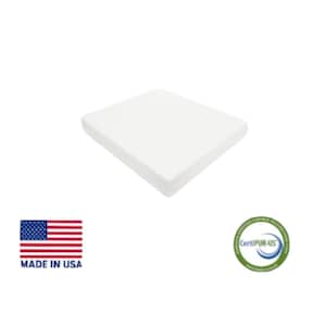 May include: A white mattress topper, square in shape, is displayed against a white background. The American flag and the words "MADE IN USA" are visible. A CertiPUR-US seal is also present.