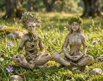 Forest Guardian Resin Statue,Tree Root God Goddess Figurine,Nature Green Man Sculpture,Outdoor Garden Decor,Home Ornament,Nature Lovers Gift