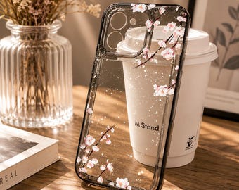 Funda para iPhone con diseño floral botánico, cubierta transparente a prueba de golpes inspirada en la naturaleza.