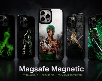 Fundas negras para iPhone con diseño de Zoro y Luffy, protectoras.