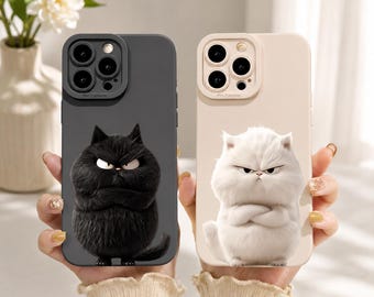 Funda para iPhone con diseño de gato de dibujos animados divertido - funda protectora