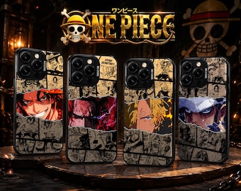 Funda para iPhone negra con diseño de Luffy Zoro y anime. Funda protectora para teléfono.