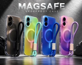Aurora Gradient Magnetic Phone Case, Matte Rainbow Holographic Shockproof Cover (16-13)