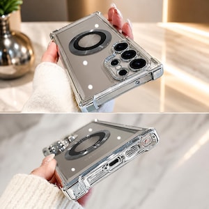 Luxury Magnetic Wireless Charging Case for Samsung Galaxy S24 Ultra Clear Lens Protection
