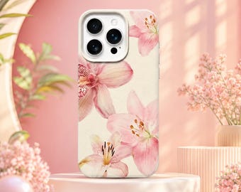 Funda para teléfono con estampado floral de hibisco rosa, funda con estampado de flores tropicales, compatible con iPhone y Samsung.