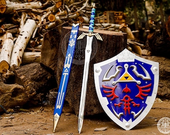 Espada Maestra de Link de Skyward Sword, fabricada a mano en acero inoxidable de LEGEND of ZELDA, con espiga completa y vaina - Armadura de disfraz, el mejor regalo de San Valentín para hombres