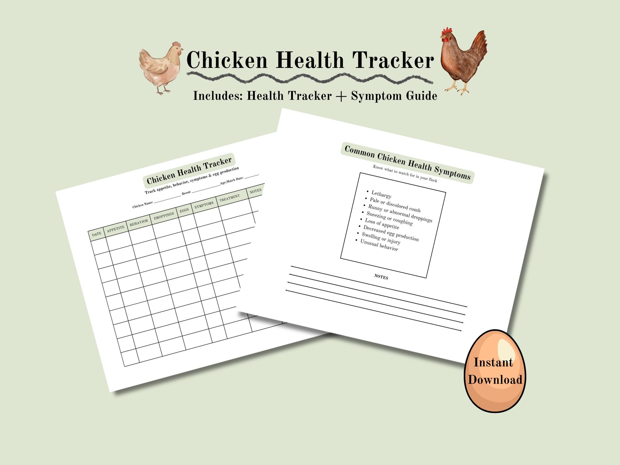 Chicken Health Tracker Printable | Flock Health Log | Coop Care Record ...
