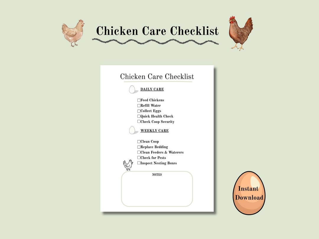 Chicken Care Checklist | Daily Routine, Weekly Tasks (digital Download ...