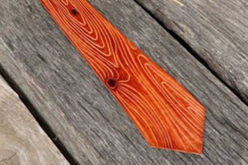 Hand Tooled Wood Grain Leather Necktie Etsy
