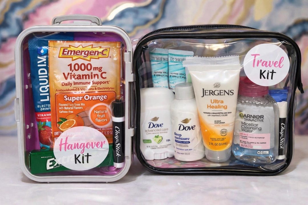 Women's Travel Bundle | Toiletry Kit + Mini Suitcase Essentials - Etsy