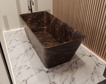 Narcisse Travertin freistehende Badewanne | Zeitgenössisch | Handgeschnitzte Luxus-Badewanne - vollständig anpassbar