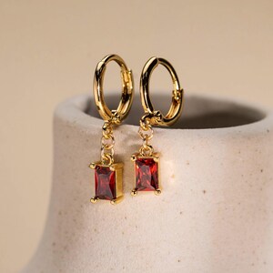 14k Gold Hoop Birthstone Earrings with Gemstone, Birthstone Earrings, Huggie Birtstone Earrings, Birthday Pres , Mother’s Day Gift for Mom