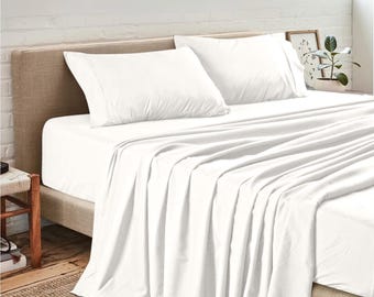 4 Piece Sheet Set Ultra Pliable Breathable Hypoallergenic Microfiber Luxury Soft Bed Cover Set Twin Full King Size, Deep Pocket Fitted Tarp