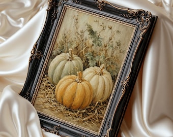 Pumpkin Wall Art, Neutral Fall Print, Harvest Decor, Autumn Farmhouse Artwork Poster