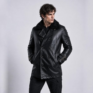 Leon S Kennedy RE9 Black Leather Jacket Resident Evil Requiem Cosplay Coat, Gaming Leather Jacket Fur Collar Costume