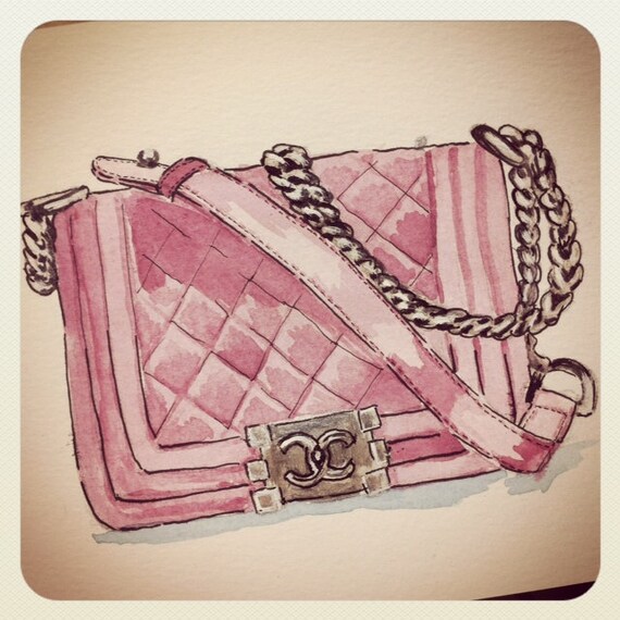Items similar to CUSTOM Original Watercolor Art of your favorite purse ...