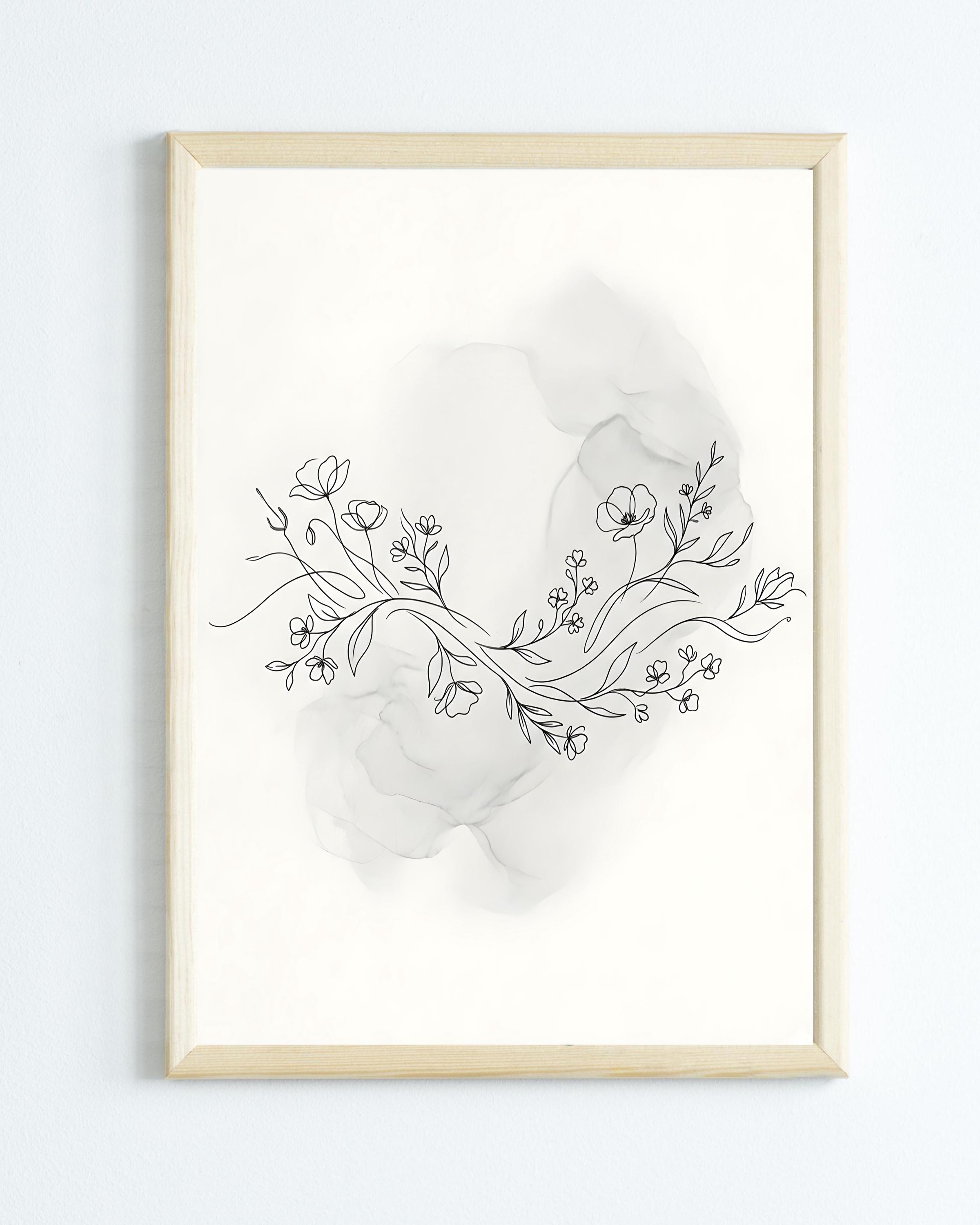 Minimalist Floral Line Art Printable Botanical Wall Decor Digital ...