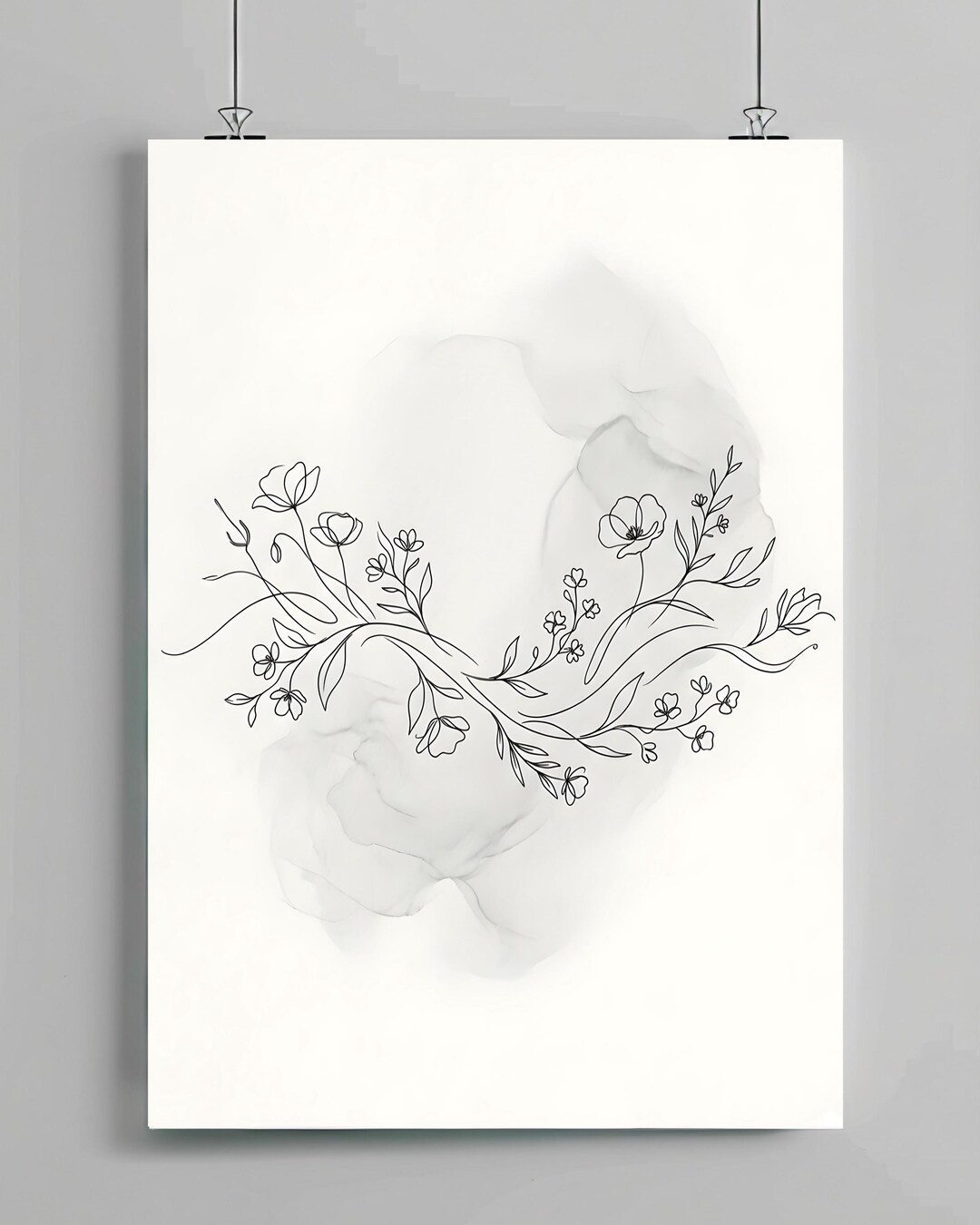 Minimalist Floral Line Art Printable Botanical Wall Decor Digital ...