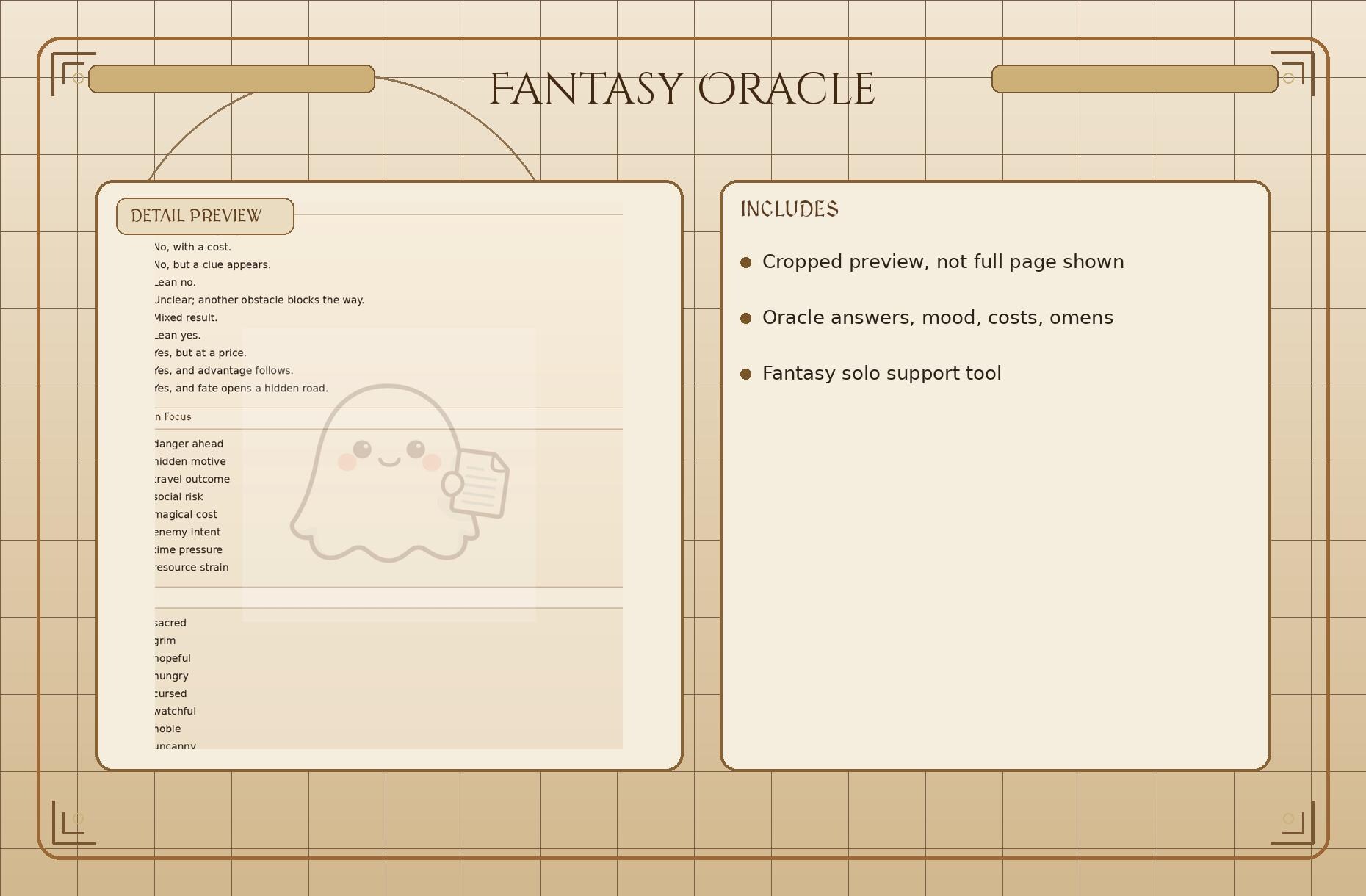 Rpg Oracle Chart Fantasy Oracle Printable PDF | Fantasy Solo RPG Tool - Etsy