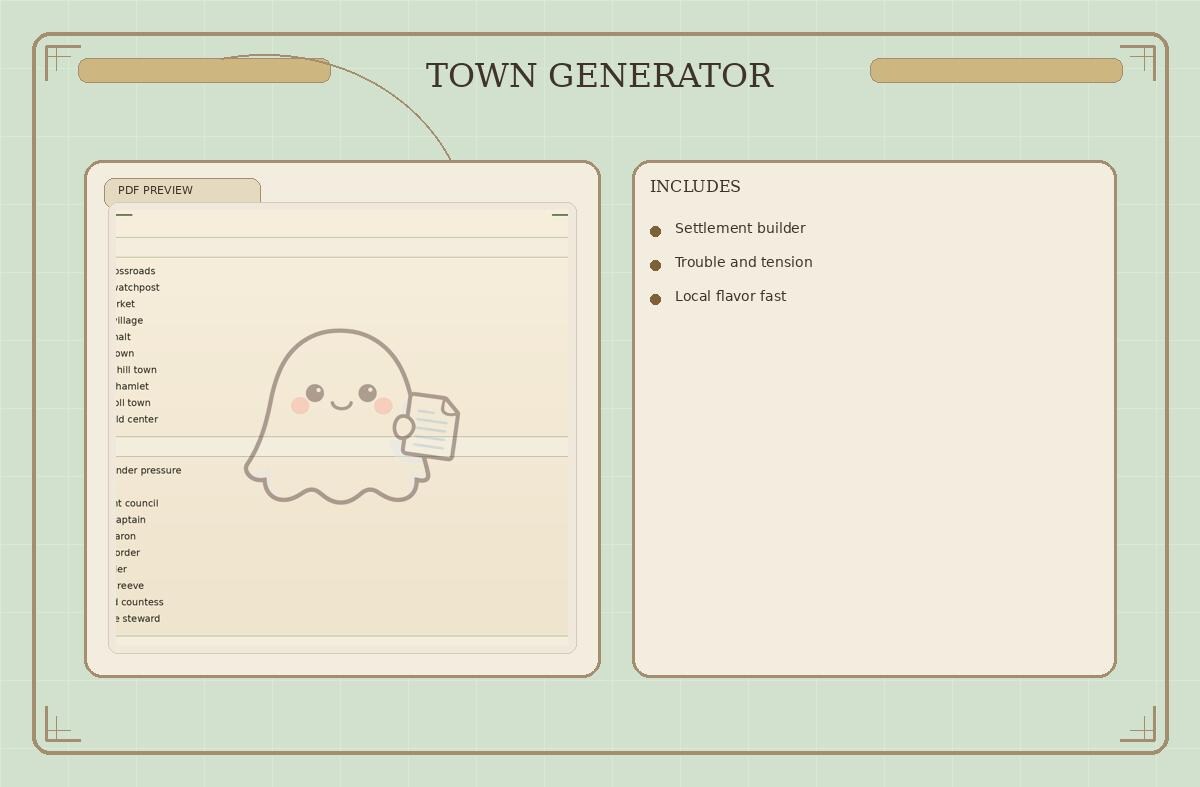 Town Generator Printable PDF | Fantasy Solo RPG Tool - Etsy