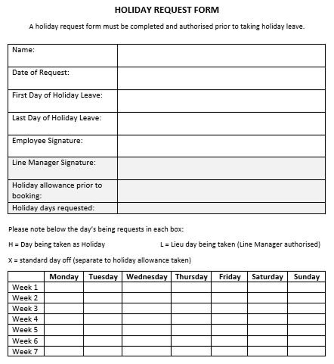 Employee Holiday Request Form - Etsy