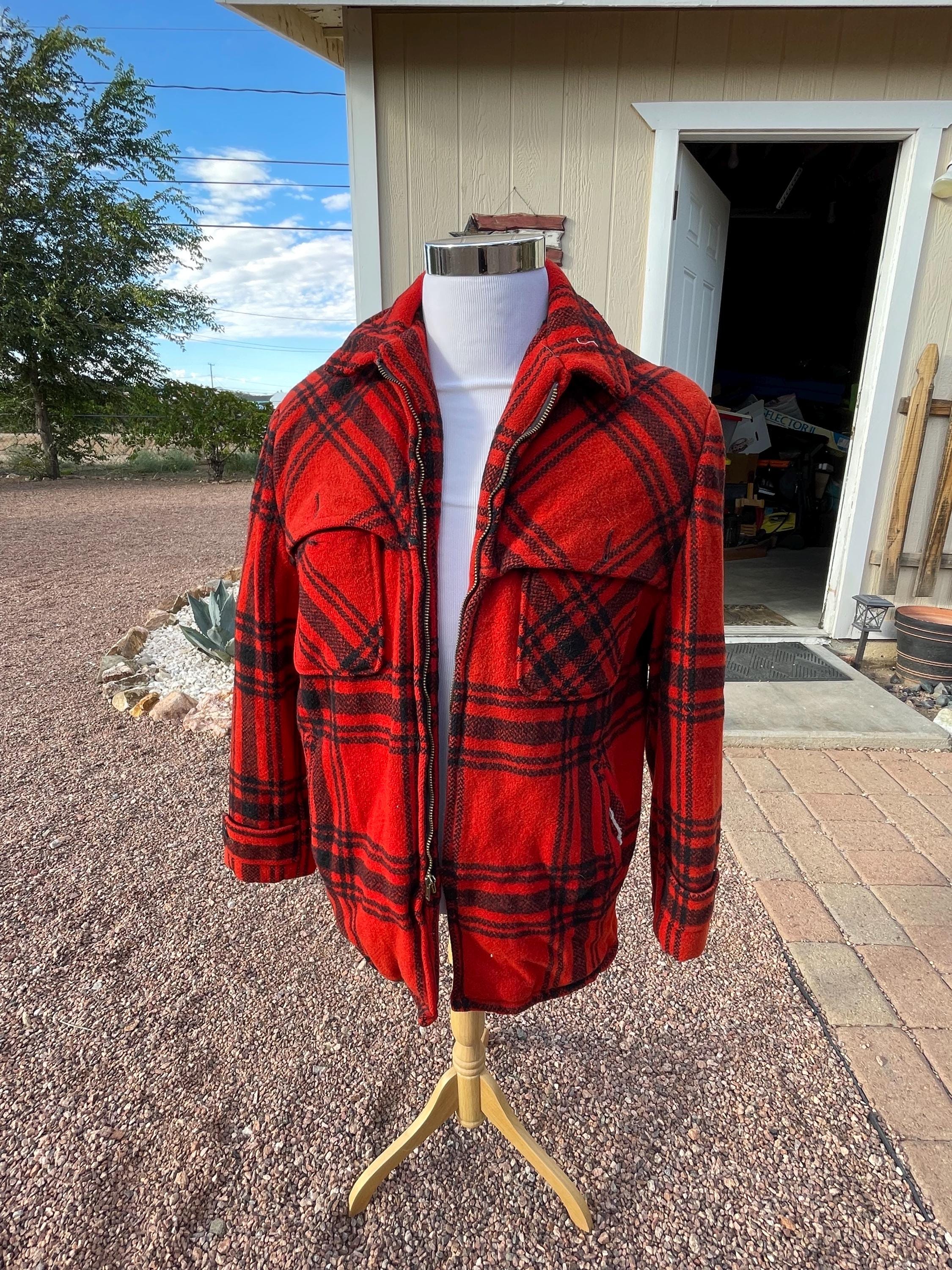 ジャケット・アウター 50s- wool hunting jacket Vintage 1950s Mens Foremost Hunting Jacket XL Red Black