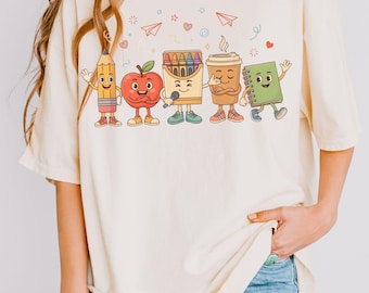 Comfort Colors® Funny Teacher Life Shirt, Back To School Gift, Preschool Teacher School Supplies T-shirt, Crayon Apple Pencil Notebook Shirt