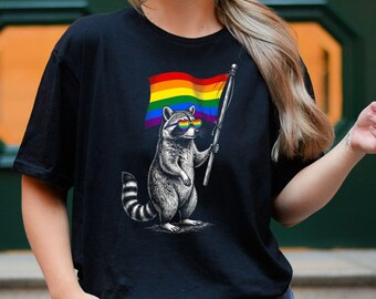 Raccoon Pride Flag Shirt , Equality Shirt , Pride Month , Rainbow Shirt
