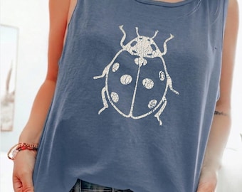 One More Try Bugs Tank Top , Vintage Top, 90s Fashion , Lucky Girl Tank
