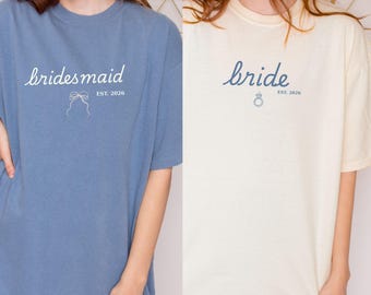 Customized Bride Crew Comfort Colors Shirt, Bridesmaid Proposal Gift, Wedding Party Tee