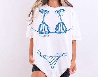 Comfort Colors Coastal Bachelorette Shirts ,   Bachelorette Bikinis ,Seashells and Wedding Bells