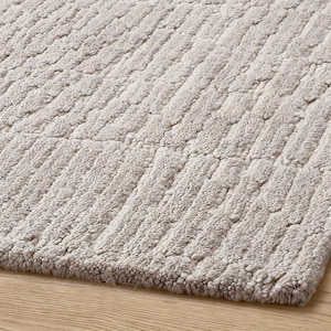Luxury Hand Knotted Himalayan Wool Rug, Textured Cut & Loop Pile Area Rug, Neutral Beige Ivory Modern Wool Carpet, High End Handmade Rug
