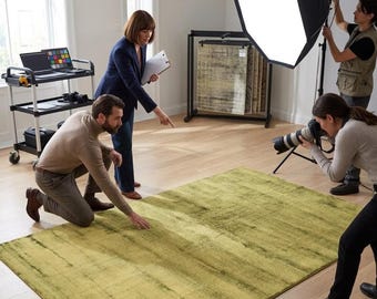 Handloom Tencel Silk Rug, Tip Sheared Abstract Rug, Modern Minimalist Area Rug, Olive Green Luxury Carpet, Soft Shimmer Contemporary Rug