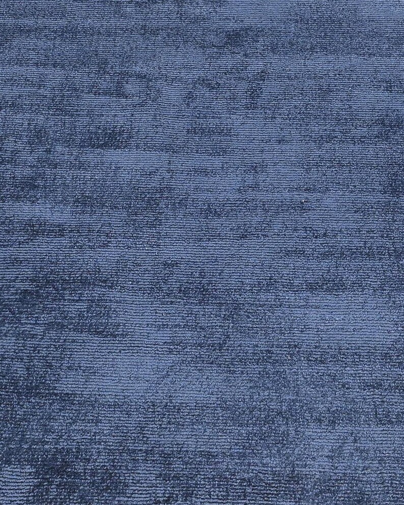 Blue Modern Area Rug, Handloom Tencel Silk Carpet, Tip Sheared Abstract Rug, Luxury Soft Minimalist Rug, Contemporary Home Decor image 2